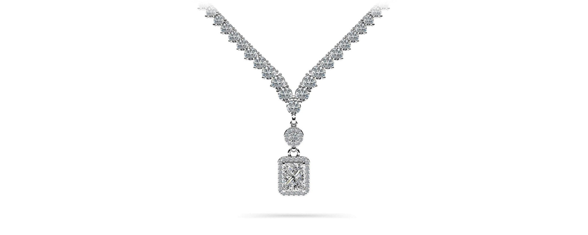 Love Spell Diamond Pendant 2 Row 3 Prong Diamond Necklace with 15.67 ct.(finished) - Luxury Time NYC
